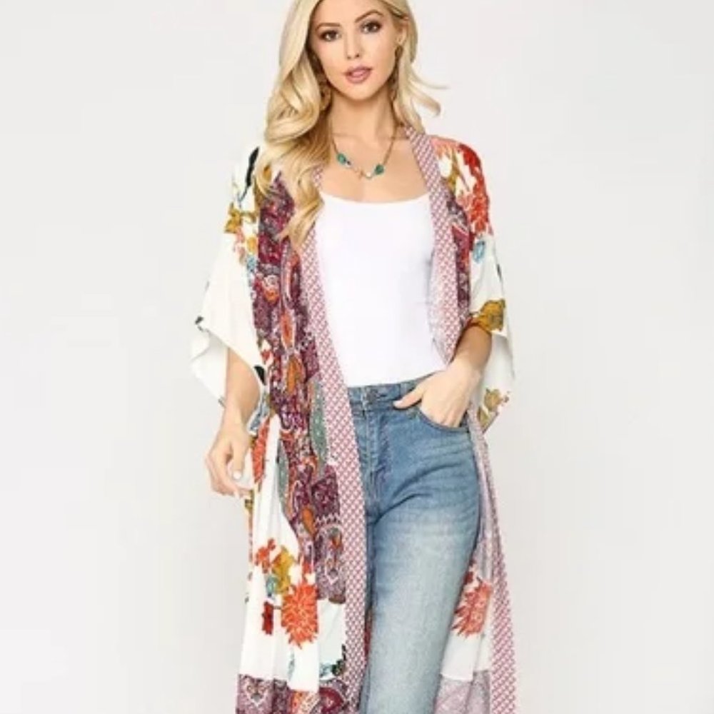 🎀 MULTI MIXED CONTRAST PATTERN KIMONO 🎀